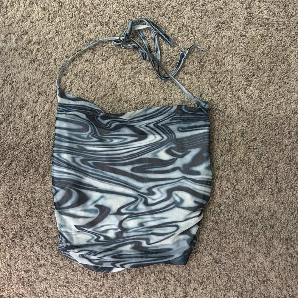 Blue Patterned Halter Top